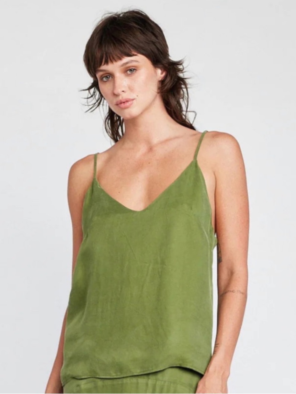 Sage Green V-Neck Spaghetti Strap Cami Top